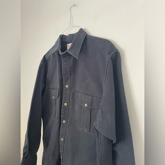 Vintage CC Filson Alaskan Guide Shirt Dark Grey charcoal Twill Mens Sz L - Picture 6 of 13